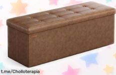 Baúl puff plegable Songmics super resistente hasta 300 kg con mega espacio para guardar todo, ahora a precio rebajado que no puedes dejar pasar ¡corre antes de que se agote!