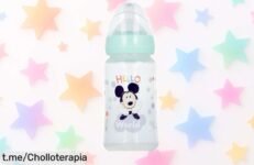 Biberón Mickey Mouse verde de 240 ml con tetina ajustable a precio loco, ¡aprovéchate de este super chollo y regala felicidad a tu peque antes que se agote!