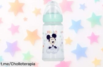 Biberón Mickey Mouse verde de 240 ml con tetina ajustable a precio loco, ¡aprovéchate de este super chollo y regala felicidad a tu peque antes que se agote!