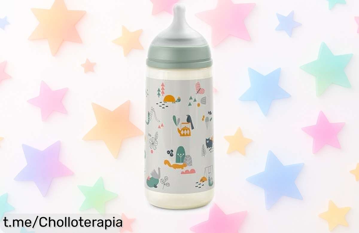 Biberón Suavinex 360 ml con tetina fisiológica y válvula anticólico precio rebajado chollo único para bebés +6 meses, ideal papillas densas evita cólicos ¡date prisa que vuelan!