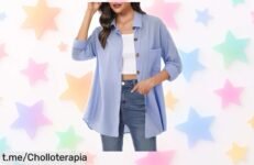 Blusa de lino mujer Irevial, perfecta para tus aventuras veraniegas con botones y bolsillo. ¡Precio rebajado increíble que no puedes dejar pasar! Corre antes de que se agoten las unidades y gózate la frescura en cada momento.
