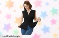 Blusa vintage sin mangas Belle Poque con cuello en V, cintura elástica y botones top ¡Ahora a un precio rebajado irresistible! Corre que vuelan las unidades, no te pierdas este super chollo perfecto para tus fiestas de verano.