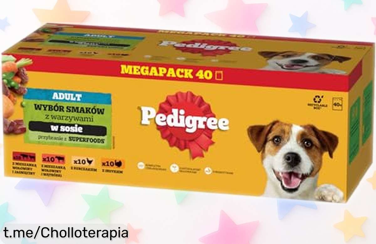 Bolsa de comida para perros Pedigree DOGCARE 40 x 100 g con ingredientes naturales y vitaminas, ahora rebajada a un precio que no se ve todos los días ¡aprovecha este super chollo antes de que desaparezca!