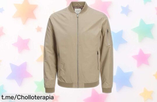 Bomber jacket Jack & Jones con estilo clásico y resistencia top rebajada a un precio loco que dura poco, perfecta para destacar sin esfuerzo ¡corre que se agota este super chollo único!