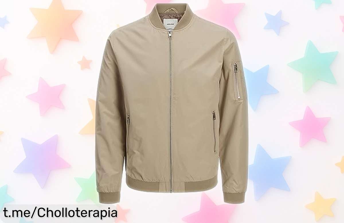 Bomber jacket Jack & Jones con estilo clásico y resistencia top rebajada a un precio loco que dura poco, perfecta para destacar sin esfuerzo ¡corre que se agota este super chollo único!