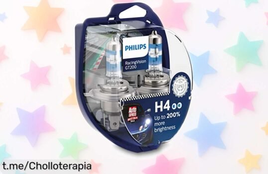 Bombillas Philips RacingVision GT200 H4 con luz 200 % más brillante y alcance de 80 m, precio rebajado que desaparece volando ¡corre antes que se agoten!