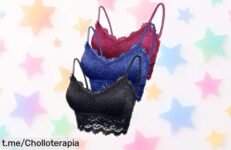 Bralette para mujer Feoya con push up y encaje, cojines extraíbles para tu comodidad total, precio rebajado en un super chollo por tiempo limitado ¡no lo dejes escapar que vuelan!