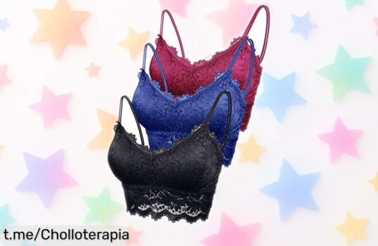 Bralette para mujer Feoya con push up y encaje, cojines extraíbles para tu comodidad total, precio rebajado en un super chollo por tiempo limitado ¡no lo dejes escapar que vuelan!