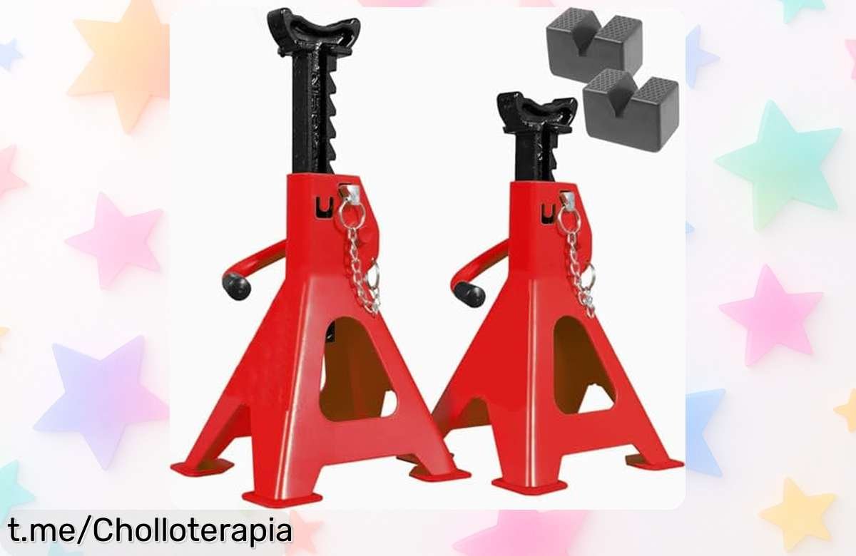 Caballetes mecánicos de 3 toneladas con trinquete seguridad y tacos goma, súper fuertes para tu coche a precio rebajado que no repite llévate dos unidades y olvídate de líos ya mismo