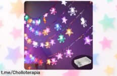 Cadena de luces LED con pentagrama y copo de nieve, ¡tiempo limitado para iluminar tus fiestas navideñas a un precio rebajado que no volverás a ver!