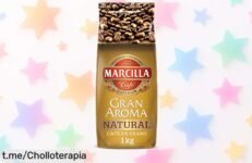 Café natural en grano Marcilla 1 kg con sabor intenso y aroma que enamora, a precio rebajadísimo por tiempo limitado: el espresso perfecto te espera, no dejes escapar este super chollo único y corre a por él antes que se agote