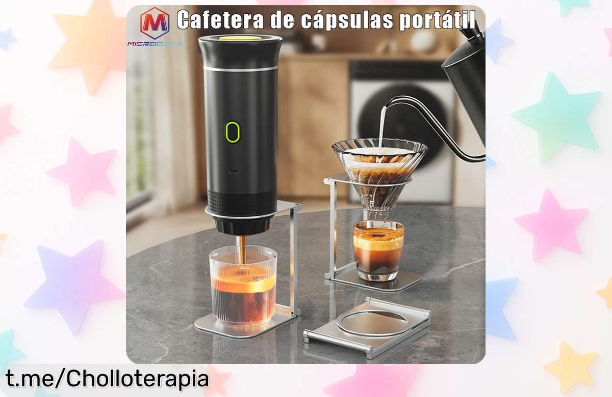 Cafetera eléctrica portátil para espresso de cápsulas que puedes llevar a donde quieras, ahora con un precio muy bajo y un descuento brutal. ¡No dejes pasar este super chollo limitado, tu café en cualquier lugar te está esperando!