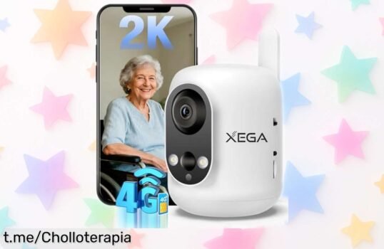 Cámara 4G LTE Xega con giro de 355° y batería gigante para vigilar donde quieras sin cables ni WiFi; detección instantánea y vídeo nítido en 2K, precio rebajado ¡un super chollo que vuela rápido!