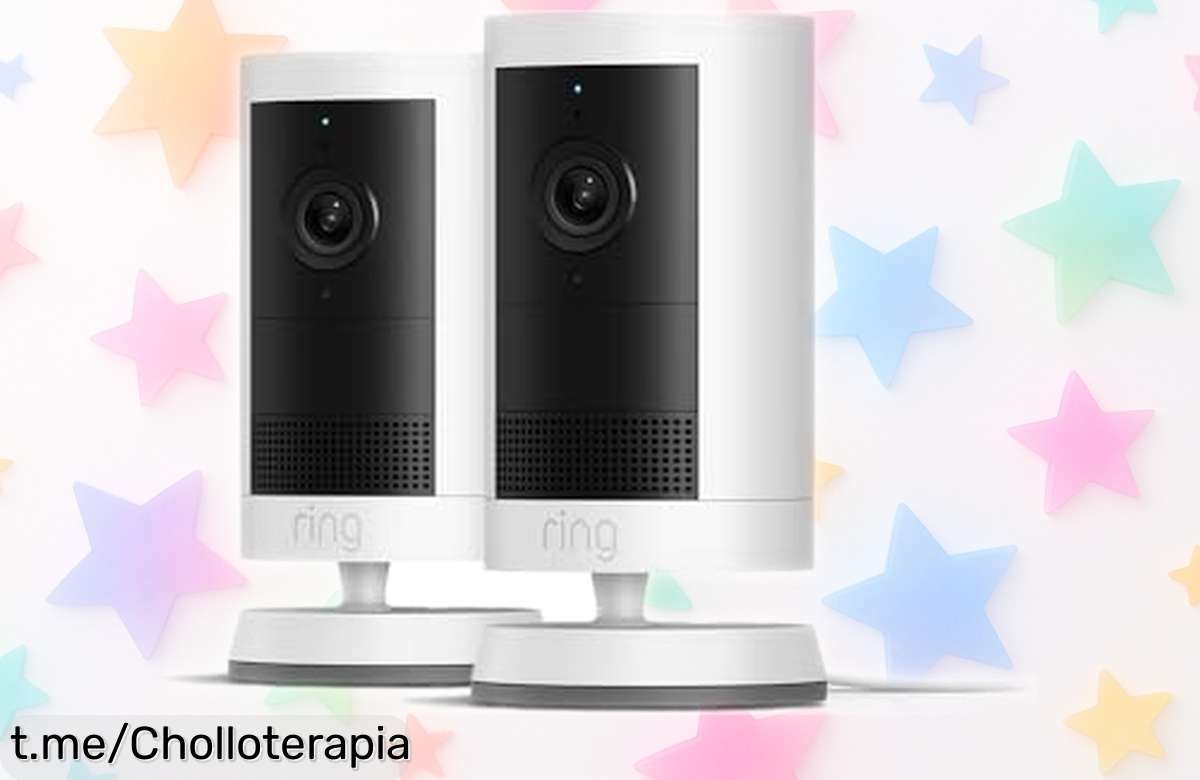 Cámara de seguridad exterior Ring Plus con vídeo 2K y visión nocturna, precio rebajado increíble por dos unidades más 30 días gratis del plan; no pierdas este super chollo porque vuelan rápido ¡aprovecha ya!