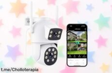 Cámara de vigilancia WiFi Reobiux 3K con doble lente y visión nocturna en color a precio rebajado, ¡súper chollo para cuidar tu hogar las 24 horas! No dejes pasar esta oportunidad única, consíguela ya antes que se agote.