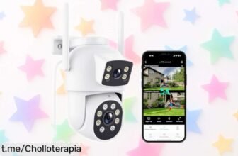 Cámara de vigilancia WiFi Reobiux 3K con doble lente y visión nocturna en color a precio rebajado, ¡súper chollo para cuidar tu hogar las 24 horas! No dejes pasar esta oportunidad única, consíguela ya antes que se agote.