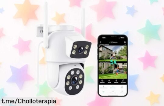 Cámara de vigilancia WiFi Reobiux 3K con doble lente y visión nocturna en color a precio rebajado, ¡súper chollo para cuidar tu hogar las 24 horas! No dejes pasar esta oportunidad única, consíguela ya antes que se agote.