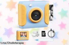 Cámara instantánea para niños CalineGam con papel y tarjeta 32GB, imprime fotos HD al instante y diviértete con juegos y filtros únicos precio rebajado un ofertón que se esfuma rápido ¡hazla tuya ya!