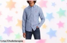 Camisa Levi’s Battery Housemark slim navy peony ultraligera con detalles únicos rebajada en un ofertón que desaparece pronto ¡hazte con esta ganga antes de perderla!
