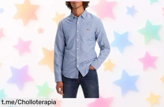 Camisa Levi’s Battery Housemark slim navy peony ultraligera con detalles únicos rebajada en un ofertón que desaparece pronto ¡hazte con esta ganga antes de perderla!