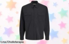 Camisa negra Jack & Jones Jcooutdoor LS Sn con tejido ultra resistente y bolsillo seguro rebajada a precio loco ¡Corre que este super chollo limitado vuela!