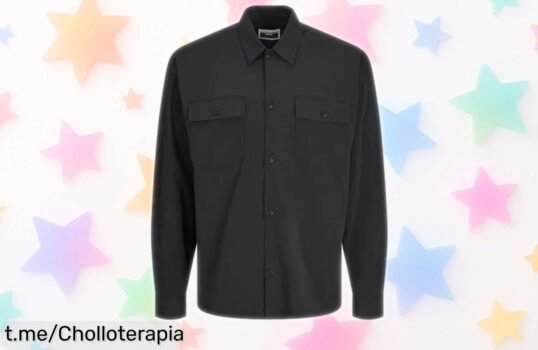 Camisa negra Jack & Jones Jcooutdoor LS Sn con tejido ultra resistente y bolsillo seguro rebajada a precio loco ¡Corre que este super chollo limitado vuela!