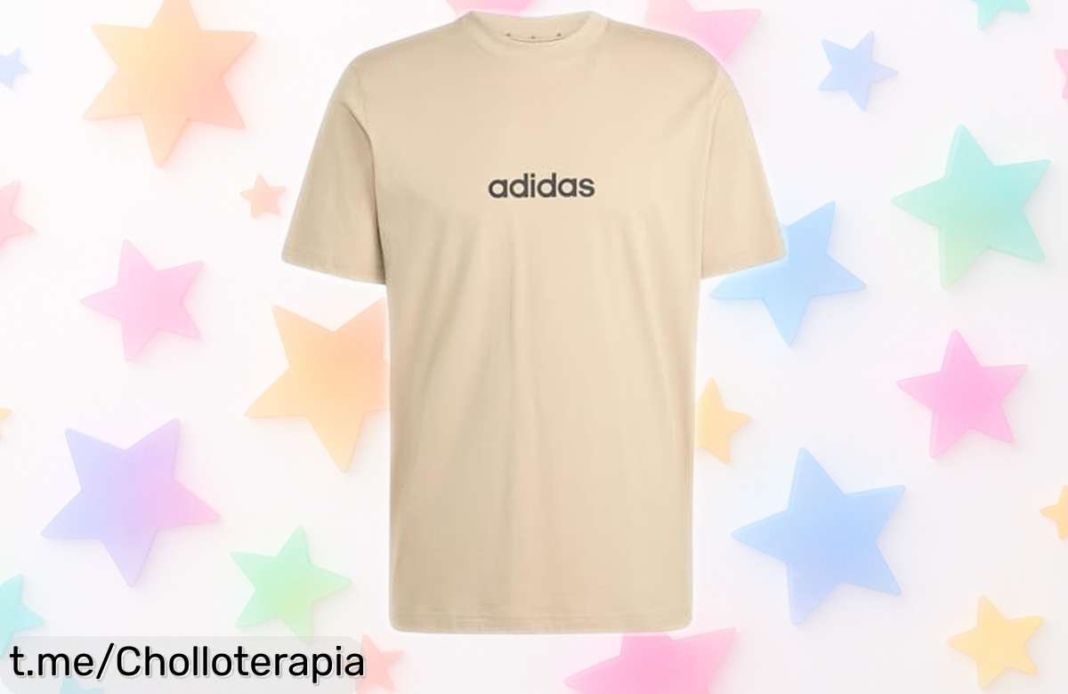Camiseta adidas Hombre Essentials Linear en Warm Sandstone/Black con diseño versátil y calidad top, ahora a precio rebajado que vuela rápido ¡no pierdas este super chollo único por tiempo limitado!