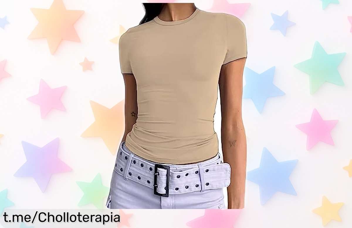 Camiseta básica slim fit para mujer con diseño Y2K que realza tu figura rebajada a precio de ganga solo por tiempo limitado, un super chollo como este vuela rápido ¡no lo dejes escapar y consigue la tuya ya!