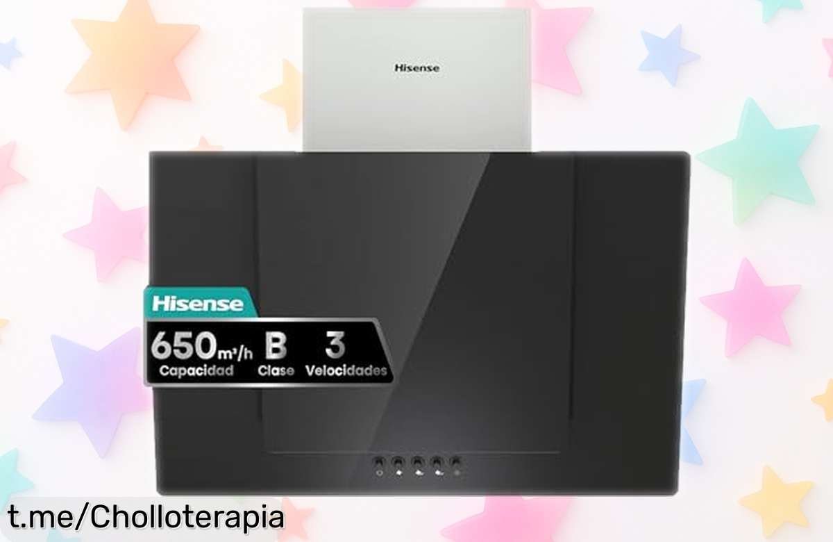 Campana decorativa Hisense CH6IN6BXBG con succión potente, luz LED y filtro fácil a precio rebajado ¡Oferta brutal solo por tiempo limitado, el chollazo que estabas esperando!