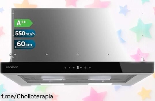 Campana extractora telescópica Cecotec Flux TLT 605500 con succión brutal y mando táctil rebajada de locura, ventila tu cocina como nunca antes ¡date prisa que vuelan estas unidades a precio súper bajo!