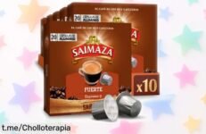 Cápsulas de café Saimaza Fuerte Espresso: Un super chollo para disfrutar del sabor intenso y aroma que despierta tus mañanas. ¡No dejes pasar este momento, corre a por ellas!