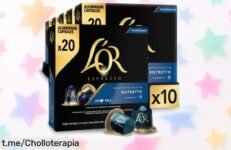Cápsulas de café ristretto L’OR espresso intenso con sabor a almendra en super chollo, ¡200 unidades compatibles Nespresso para no quedarte sin tu taza favorita! Precio rebajado y oferta limitada que se acaba enseguida, corre a por ellas ya