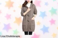 Cárdigan super calentito con capucha en talla grande y color café rebajado de verdad para este otoño e invierno, un chollazo que mamá o hermana adorarán ¡corre que vuelan estas unidades!