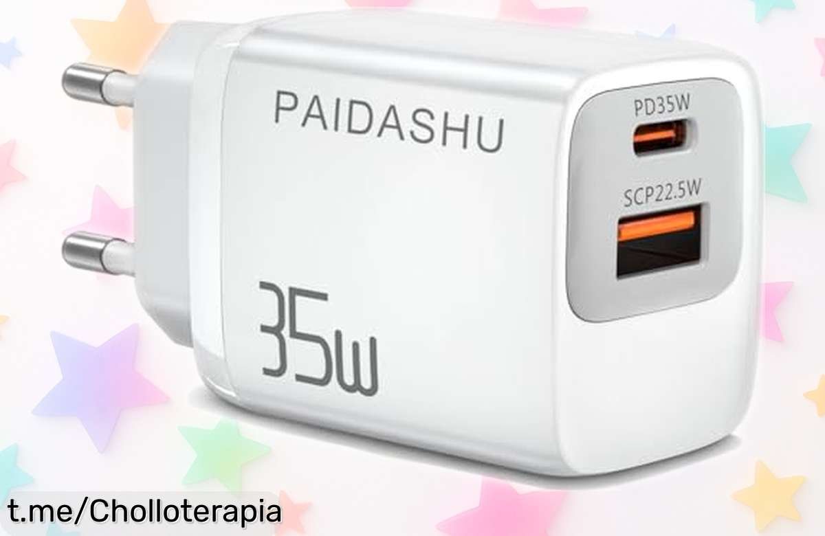 Cargador USB C PD 35W súper rápido con doble puerto para iPhone y Samsung rebajado por tiempo limitado, seguridad total y potencia sin esperas, ¡no dejes que se agote este chollazo ya mismo!