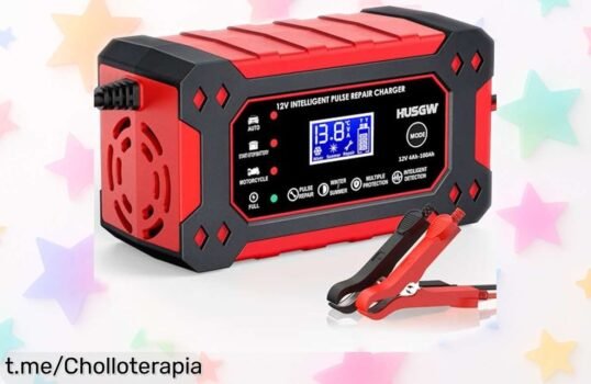 Cargador de batería Husgw 12V6A con pantalla inteligente y carga turbo para proteger tu vehículo, ahora a precio rebajado en un ofertón que vuela ¡Date prisa que no dura!