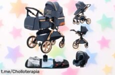 Carrito bebé 3 en 1 EU Children Store todoterreno ¡ofertón exclusivo! Con plegado fácil y accesorios increíbles, ahora a precio rebajado. No dejes pasar esta oportunidad única, ¡corre que vuelan las unidades!