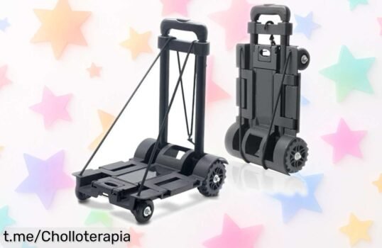 Carro plegable súper resistente con ruedas silenciosas y barra ajustable, un chollazo rebajado que no puedes dejar pasar ¡Corre que se agotan!