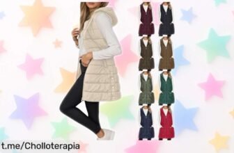 Chaleco largo acolchado para mujer con capucha: ¡super chollo que no puedes dejar escapar! Abrigo térmico ideal para el frío a un precio claramente rebajado. Date prisa, que vuelan las unidades y debes ser de las primeras en conseguirlo antes de quedarte sin tu estilo y calor este invierno.