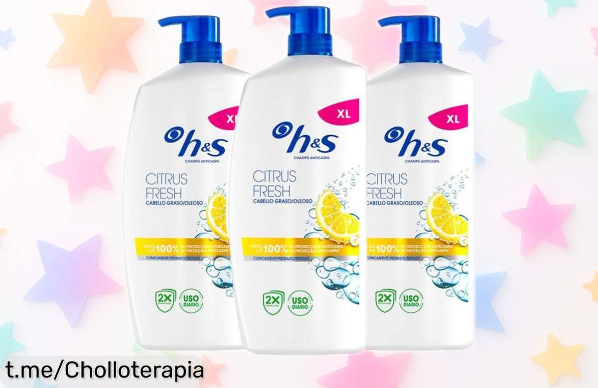 Champú H&S Citrus Fresh anticaspa 3x800ml con dispensador, un super chollo para combatir el pelo graso y disfrutar de frescor cítrico a diario. ¡No te lo pierdas! Precio rebajado que no volverá, así que corre antes de quedarte sin él.
