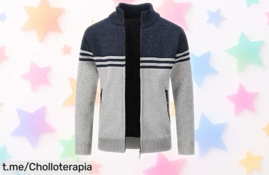 Chaqueta de punto para hombre, cuello alto: ¡ofertón con precio rebajado! Luce genial en cualquier ocasión y no pierdas la oportunidad de un chollo que eleva tu estilo ya mismo.