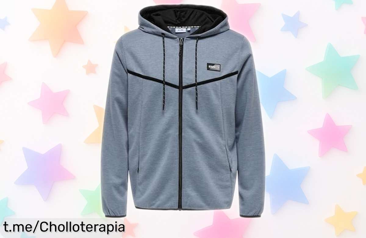 Chaqueta deportiva ONLY & SONS con capucha, estilo moderno y calidad danesa a precio rebajado. ¡No dejes pasar este super chollo y luce espectacular en tus planes!