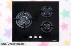 Cocina de 3 quemadores con cristal negro Cata CCI 6021 BK diseño moderno y kit completo precio rebajado que vuela no pierdas este super oferta única solo por tiempo limitado