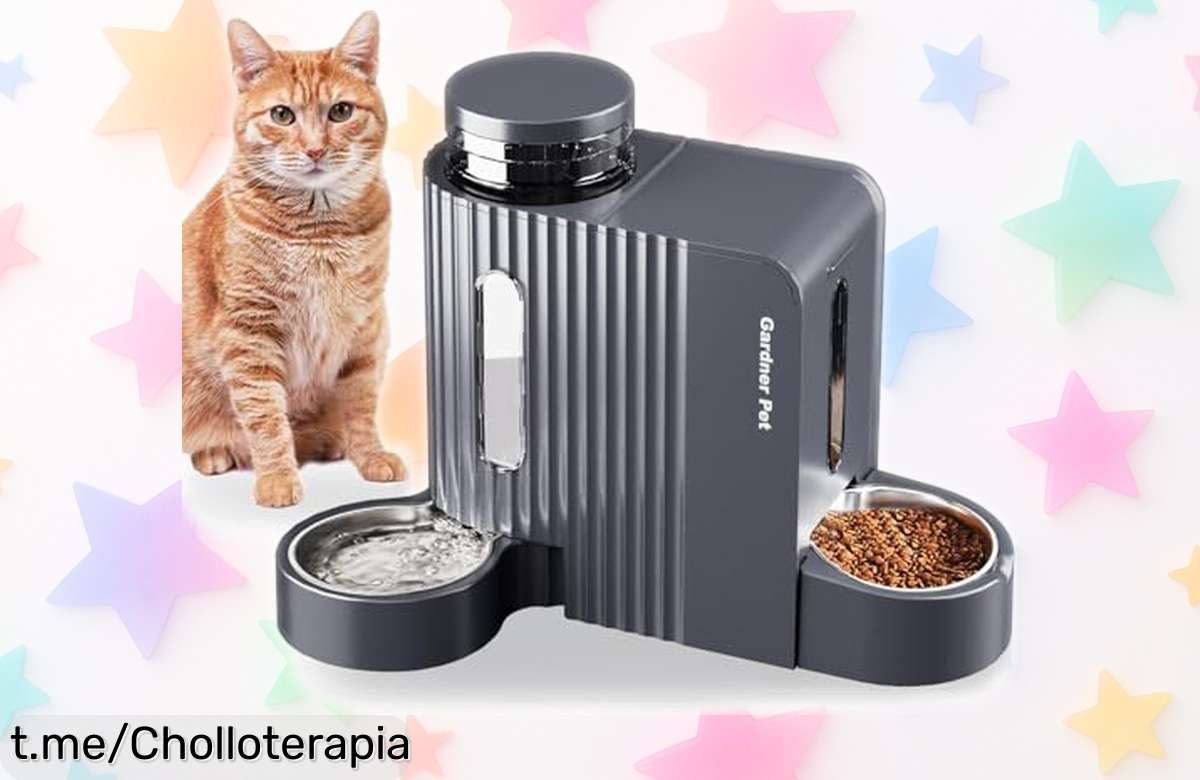 Comedero 2 en 1 Gardner Pet con agua fresca automática y bol acero inoxidable rebajado para gatos y perros, aprovecha este ofertón antes de que se acabe la oferta ¡date prisa!