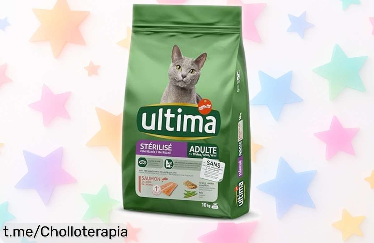 Comida seca para gatos Ultima Esterilizado Salmón 10kg con sabor irresistible y cuidado total, ahora a precio rebajado que no volverás a encontrar ¡corre que vuelan las unidades!