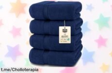 Conjunto de 4 toallas Utopia Towels en azul marino, ¡ofertón que no podrás dejar pasar! Súper absorbentes y con doble costura resistente para un baño espectacular. No te quedes sin ellas, ¡aprovecha el precio rebajado antes de que se agoten!