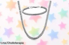 Conjunto de collar y pulsera JeryWe acero inoxidable que nunca pierde brillo, diseño unisex en plata y oro negro con cierre fácil a precio rebajado: ¡oferta por tiempo limitado que no puedes dejar pasar!