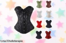 Corset negro estilo medieval para mujer que realza cintura y busto, precio rebajado con descuento brutal por tiempo limitado ¡corre que vuelan estas unidades!