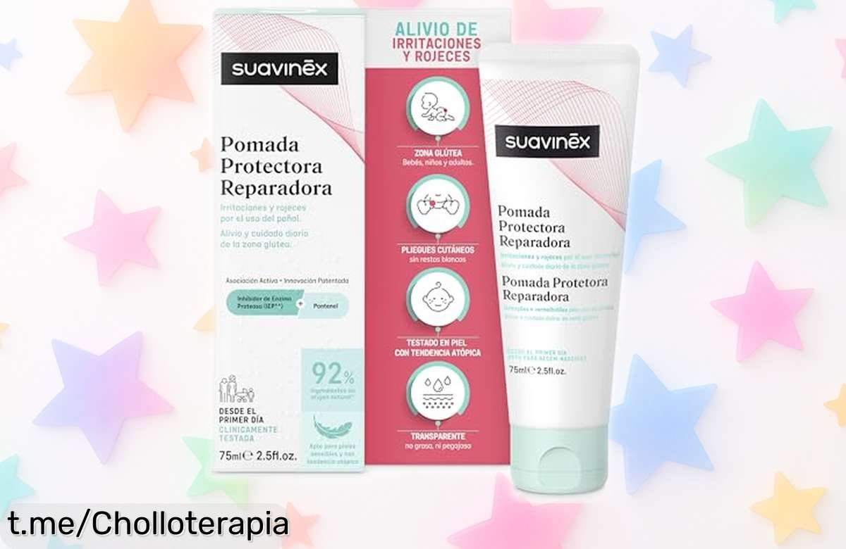 Crema pañal Suavinex 75 ml con 92% ingredientes naturales para pieles sensibles, ahora a precio rebajado ¡Protege y repara la piel de tu bebé al instante! Aprovecha este super chollo por tiempo limitado antes de que desaparezca.
