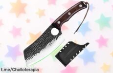 Cuchillo de carnicero Fullhi con hoja alemana super afilada y funda segura, precio rebajado por tiempo limitado para que cortes como un profesional ¡no dejes escapar este ofertón exclusivo!