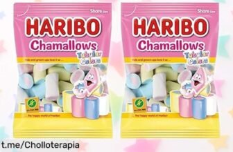 Deliciosas espumas dulces Haribo Chamallows en pack de 2 a precio bajísimo que no puedes dejar pasar, siente la alegría con cada bocado ¡date prisa, vuela antes que se acaben!